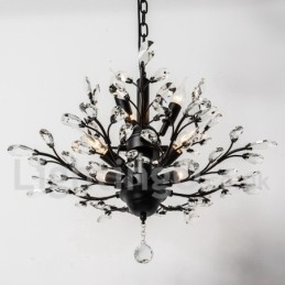 Lampadario in ferro dipinto di cristallo con lampada di illuminazione moderna in cristallo