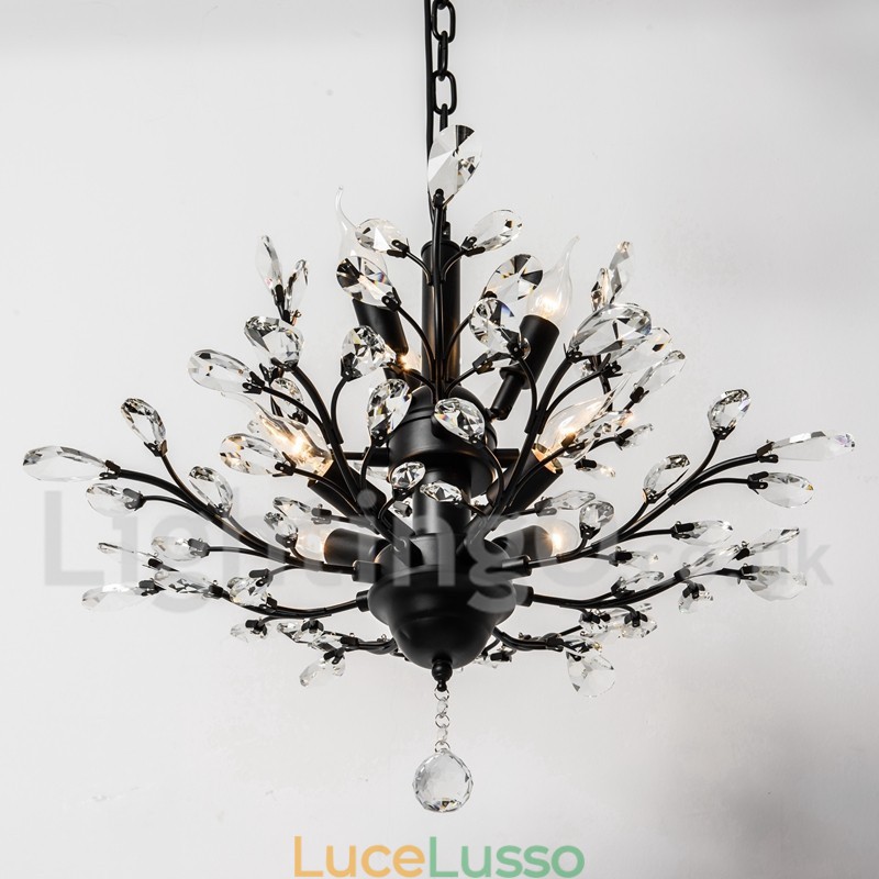 Lampadario in ferro dipinto di cristallo con lampada di illuminazione moderna in cristallo