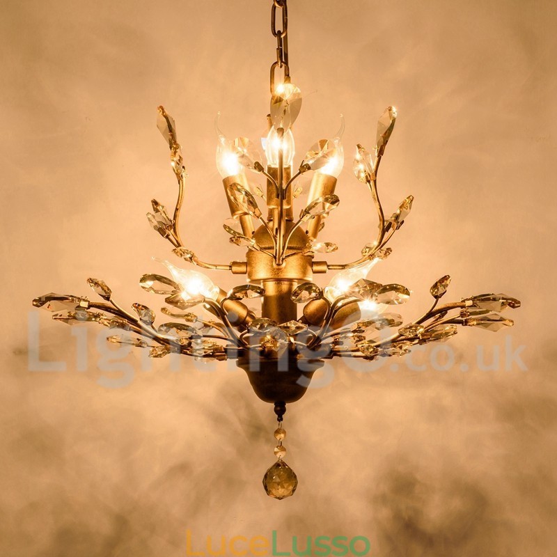 Lampadario in ferro dipinto di cristallo con lampada di illuminazione moderna in cristallo