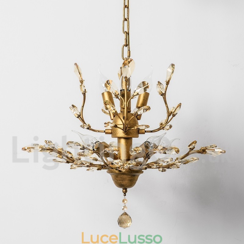 Lampadario in ferro dipinto di cristallo con lampada di illuminazione moderna in cristallo