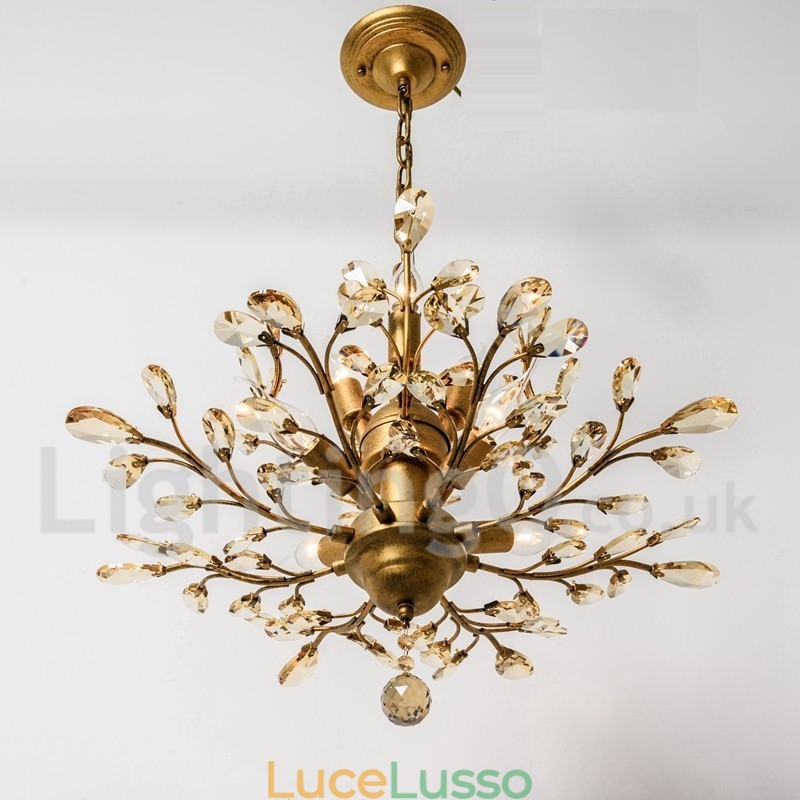 Lampadario in ferro dipinto di cristallo con lampada di illuminazione moderna in cristallo