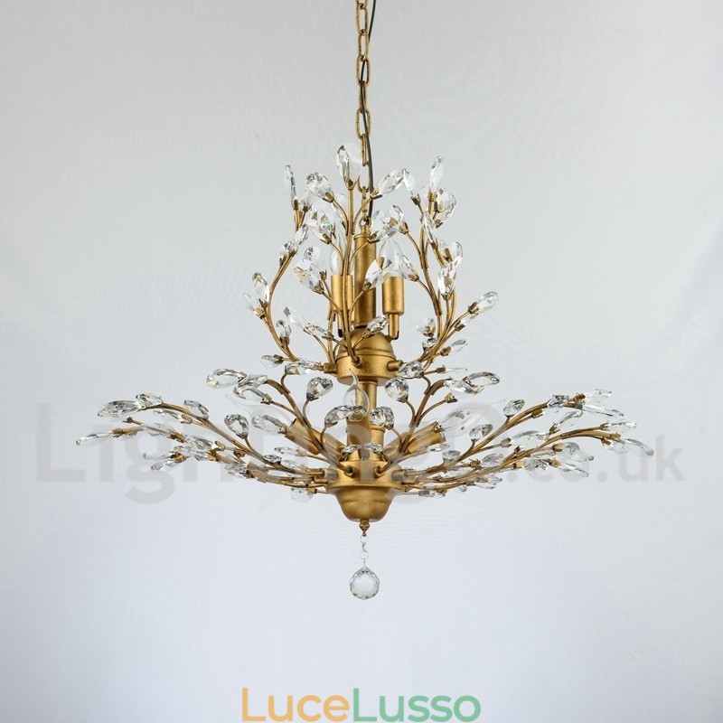 Lampadario in ferro dipinto di cristallo con lampada di illuminazione moderna in cristallo