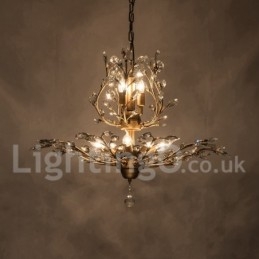 Lampadario in ferro dipinto di cristallo con lampada di illuminazione moderna in cristallo