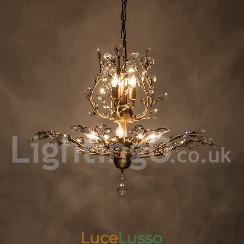 Lampadario in ferro dipinto di cristallo con lampada di illuminazione moderna in cristallo