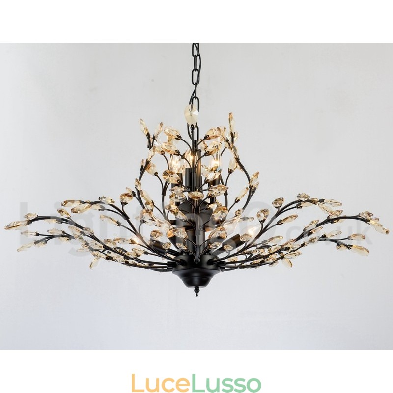 Lampadario in ferro dipinto di cristallo con lampada di illuminazione moderna in cristallo