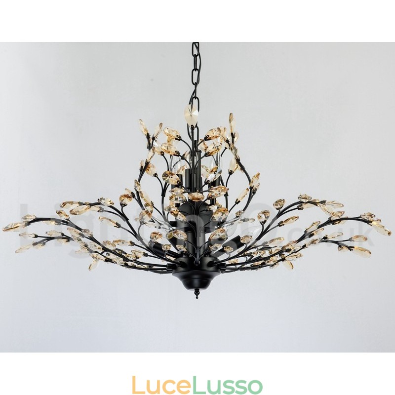 Lampadario in ferro dipinto di cristallo con lampada di illuminazione moderna in cristallo