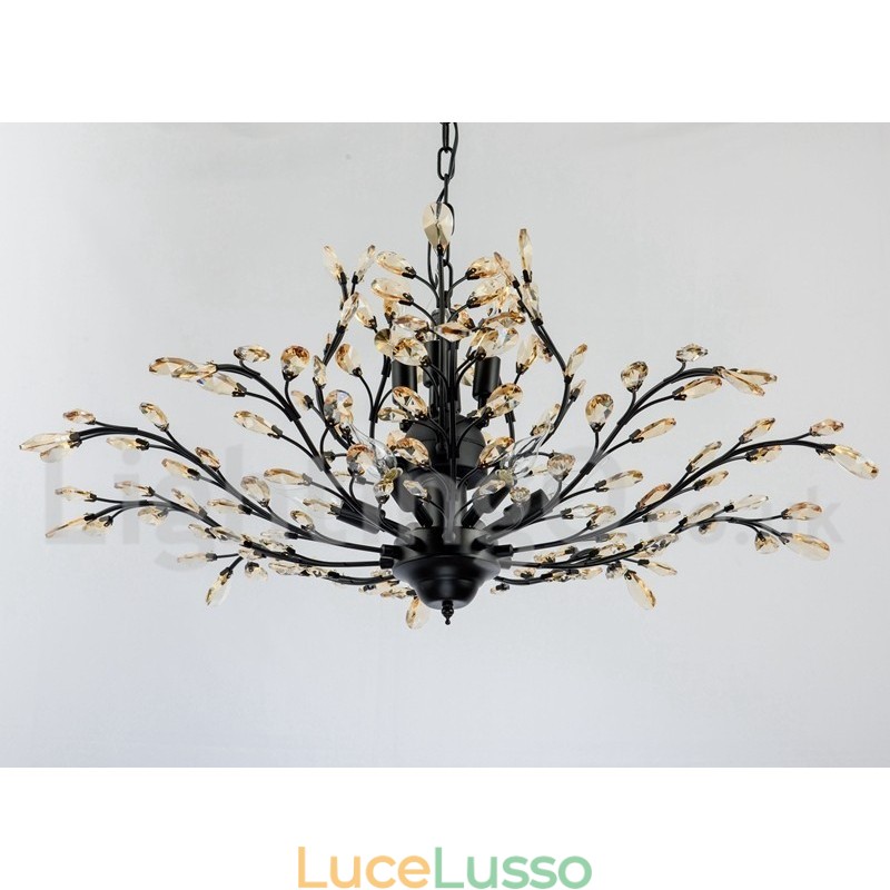 Lampadario in ferro dipinto di cristallo con lampada di illuminazione moderna in cristallo