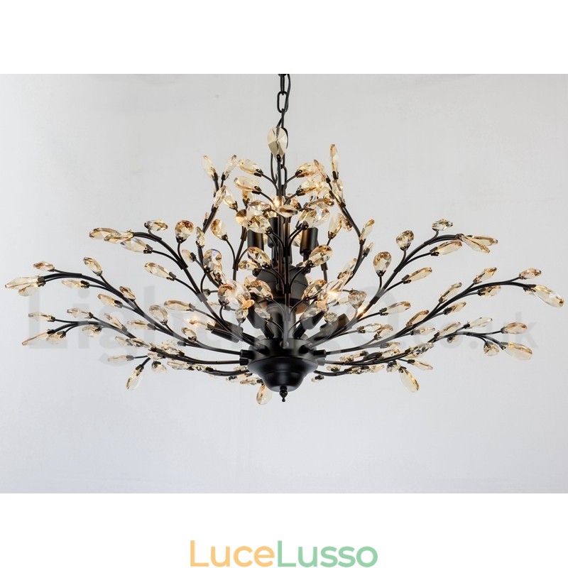 Lampadario in ferro dipinto di cristallo con lampada di illuminazione moderna in cristallo