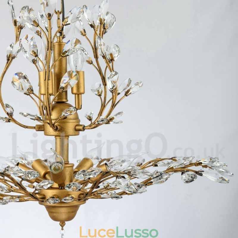 Lampadario in ferro dipinto di cristallo con lampada di illuminazione moderna in cristallo