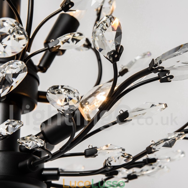 Lampadario in ferro dipinto di cristallo con lampada di illuminazione moderna in cristallo