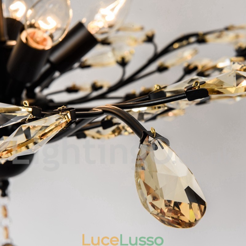 Lampadario in ferro dipinto di cristallo con lampada di illuminazione moderna in cristallo