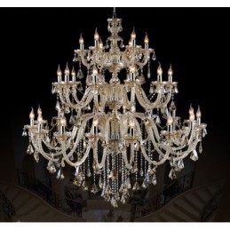 Lampadario moderno di lusso in cristallo K9 color cognac retrò a 3 livelli extra large