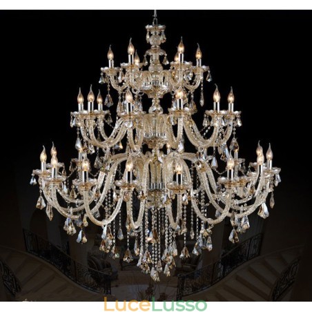 Lampadario moderno di lusso in cristallo K9 color cognac retrò a 3 livelli extra large Lampadario moderno di lusso in cristallo K9 color cognac retrò a 3 livelli extra large
