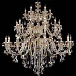 Lampadario moderno di lusso in cristallo K9 color cognac retrò a 3 livelli extra large