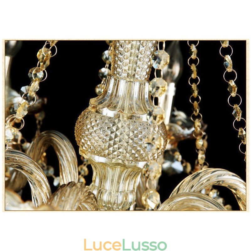 Lampadario moderno di lusso in cristallo K9 color cognac retrò a 3 livelli extra large