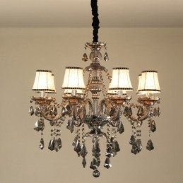 Lampadario a candela in cristallo K9 di colore grigio retrò a 8 luci