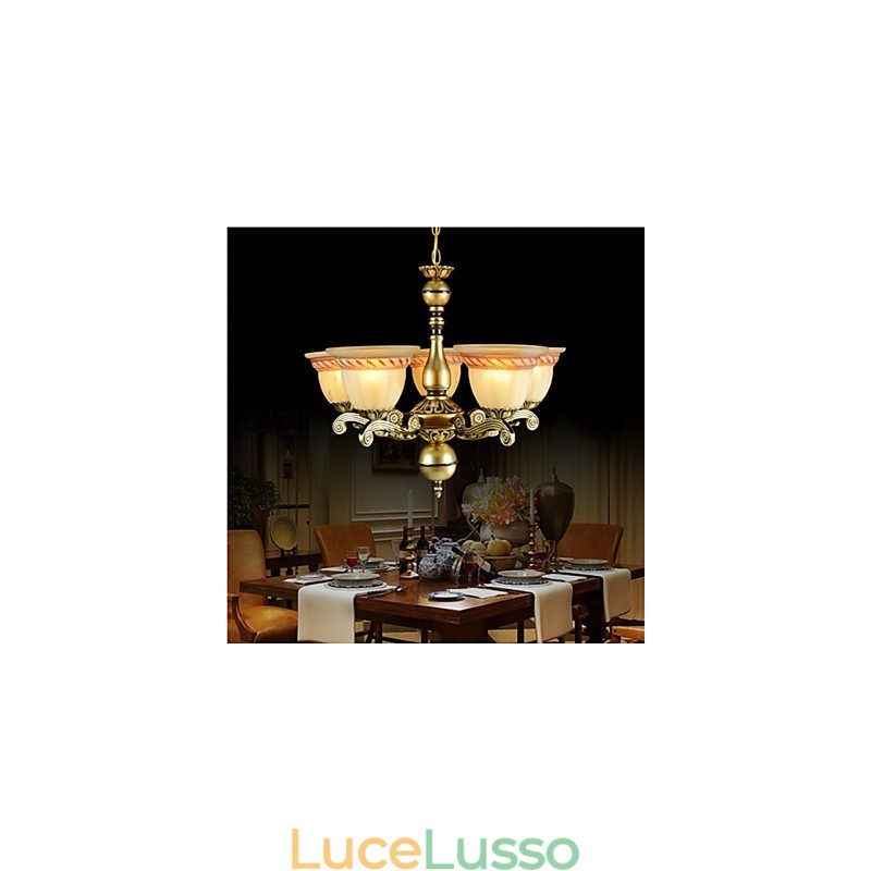 Lampadario cinque luci bronzo europeo retrò classico