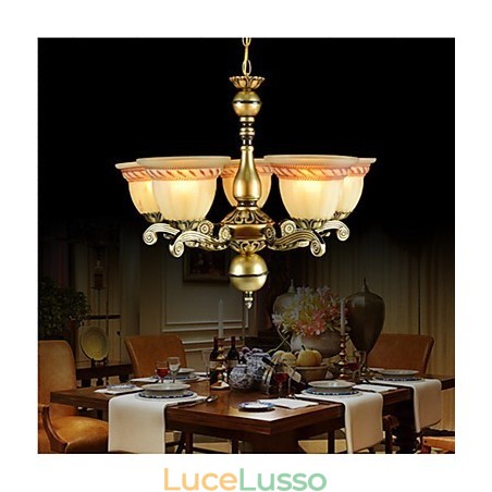 Lampadario cinque luci bronzo europeo retrò classico Lampadario cinque luci bronzo europeo retrò classico