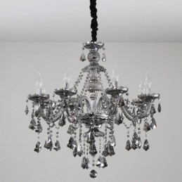 Lampadario a candela in cristallo K9 di colore grigio retrò a 8 luci