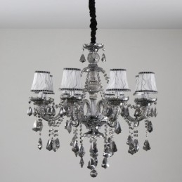Lampadario a candela in cristallo K9 di colore grigio retrò a 8 luci