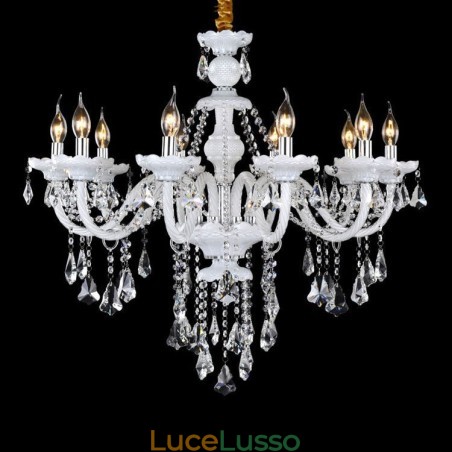 Lampadario a candela in cristallo trasparente K9 colore bianco retrò Lampadario a candela in cristallo trasparente K9 colore bianco retrò