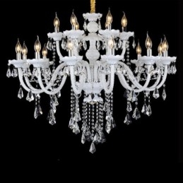 Lampadario a candela in cristallo trasparente K9 colore bianco retrò da 15 luci