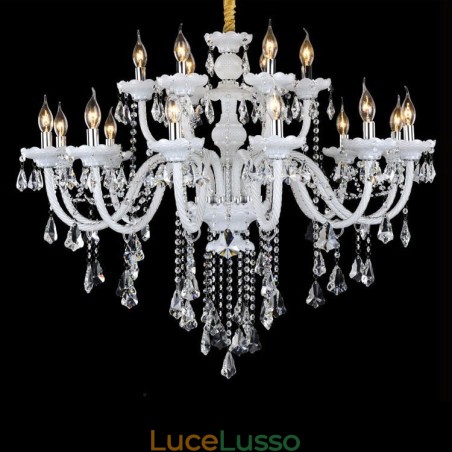 Lampadario a candela in cristallo trasparente K9 colore bianco retrò da 15 luci Lampadario a candela in cristallo trasparente K9 colore bianco retrò da 15 luci