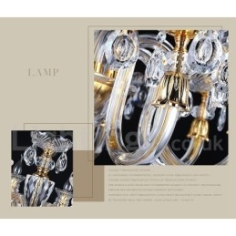 Lampadario a candela in cristallo trasparente K9 color oro retrò