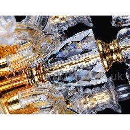 Lampadario a candela in cristallo trasparente K9 color oro retrò