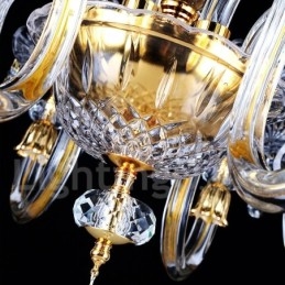 Lampadario a candela in cristallo trasparente K9 color oro retrò