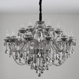 Lampadario grande con candela di cristallo K9 di colore grigio retrò da 18 luci