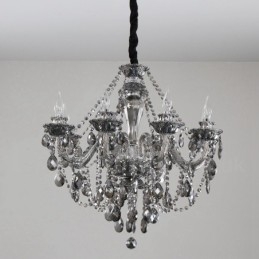 Lampadario grande con candela di cristallo K9 di colore grigio retrò a 8 luci