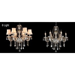 Lampadario in cristallo K9 grande con paralumi color cognac