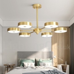 Lampadario girevole rustico in ottone puro con paralumi in acrilico