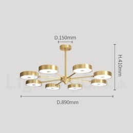 Lampadario girevole rustico in ottone puro con paralumi in acrilico