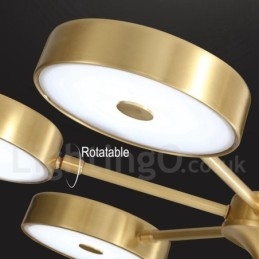 Lampadario girevole rustico in ottone puro con paralumi in acrilico