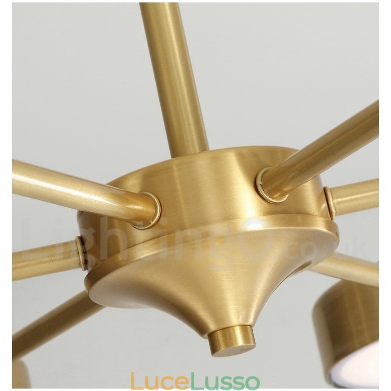 Lampadario girevole rustico in ottone puro con paralumi in acrilico