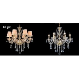 Lampadario di cristallo K9 grande con paralumi color oro