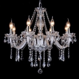 Lampadario in cristallo K9 grande con paralumi Clear Candle