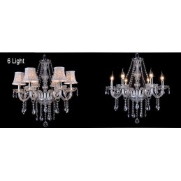 Lampadario in cristallo K9 grande con paralumi Clear Candle