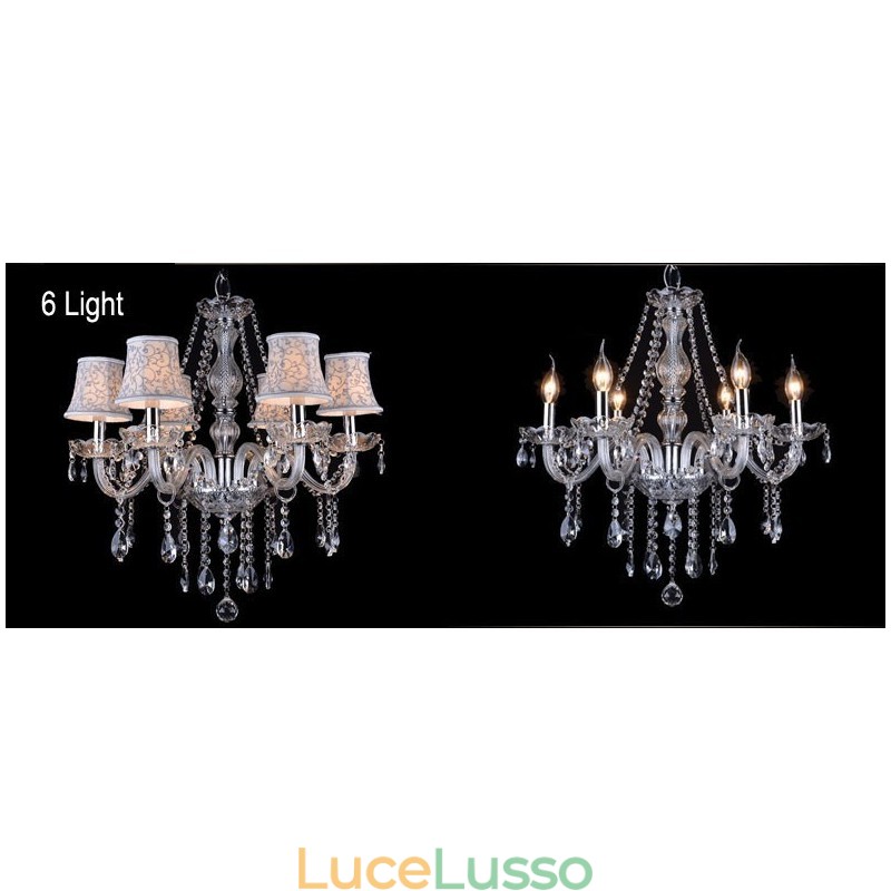 Lampadario in cristallo K9 grande con paralumi Clear Candle