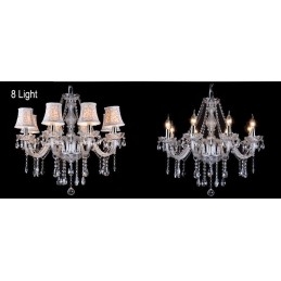 Lampadario in cristallo K9 grande con paralumi Clear Candle