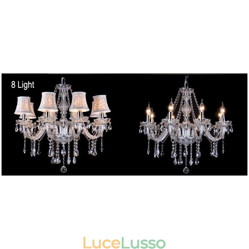Lampadario in cristallo K9 grande con paralumi Clear Candle