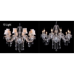 Lampadario in cristallo K9 grande con paralumi Clear Candle