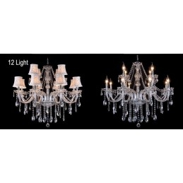 Lampadario in cristallo K9 grande con paralumi Clear Candle