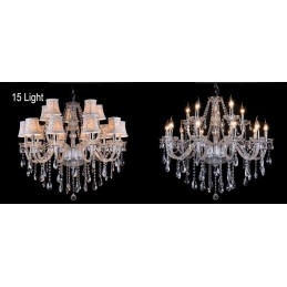 Lampadario in cristallo K9 grande con paralumi Clear Candle