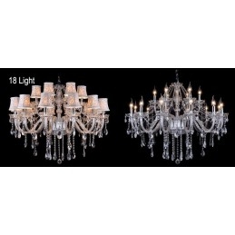 Lampadario in cristallo K9 grande con paralumi Clear Candle