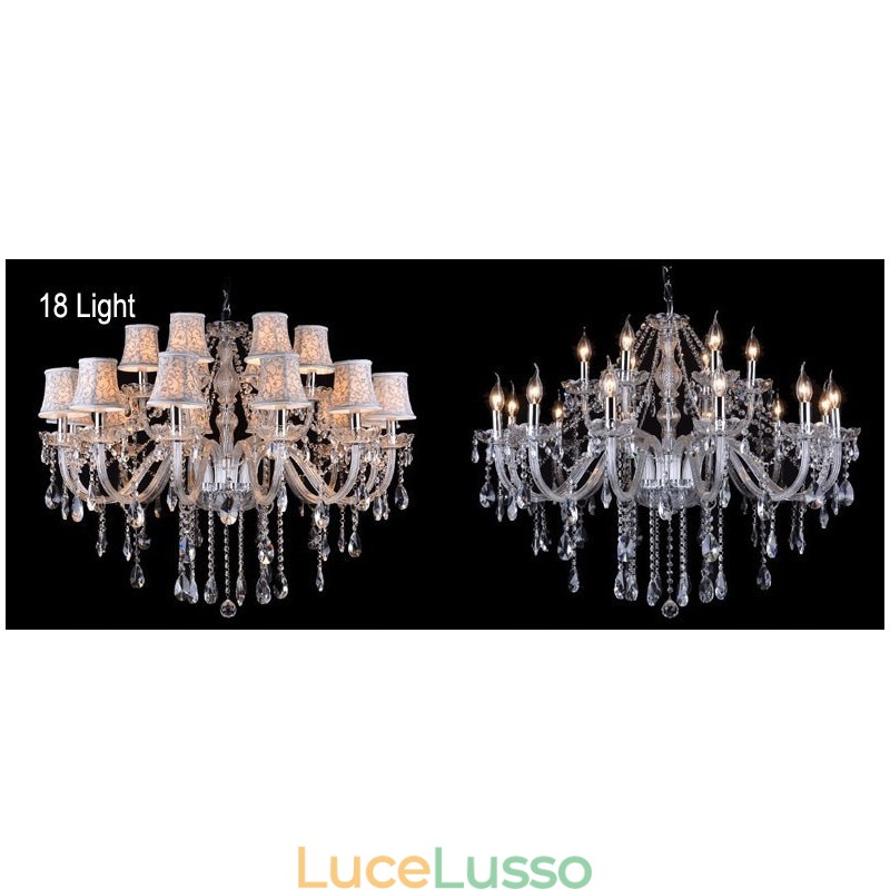 Lampadario in cristallo K9 grande con paralumi Clear Candle