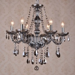 Lampadario di cristallo K9 grande con paralumi color grigio