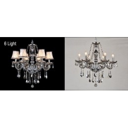 Lampadario di cristallo K9 grande con paralumi color grigio